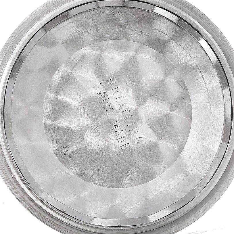 This image shows the inside of the case back of a Breitling Windrider A13355 Men's Stainless Steel Silver Dial A13355 Men's Stainless Steel Silver Dial watch.