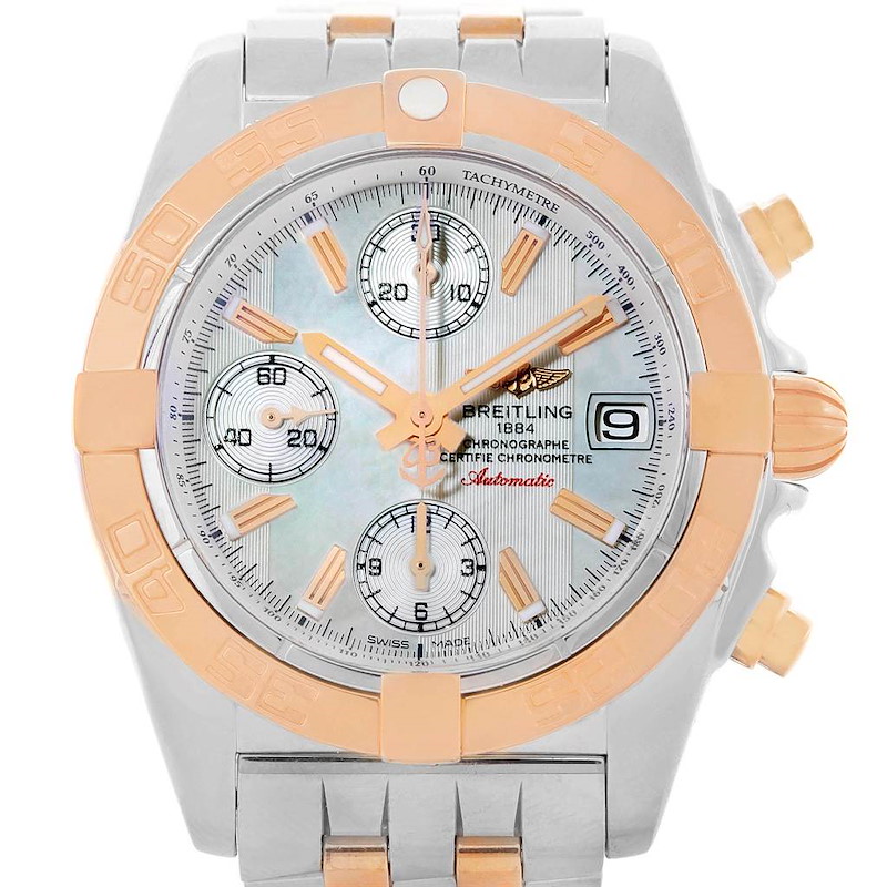 Breitling Chrono Galactic Stainless Steel Rose Gold Watch C13358 SwissWatchExpo