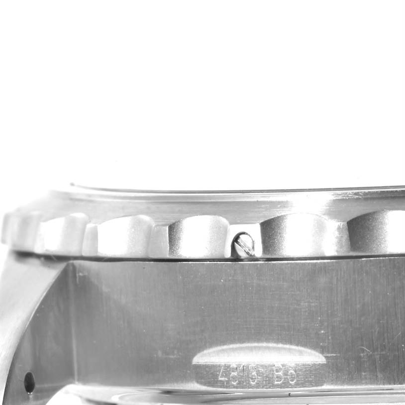 This close-up image shows the side of the bezel and case of a Breitling Professional Series A23360 Men
s Stainless Steel Black Dial A23360 Men
s Stainless Steel Black Dial watch.