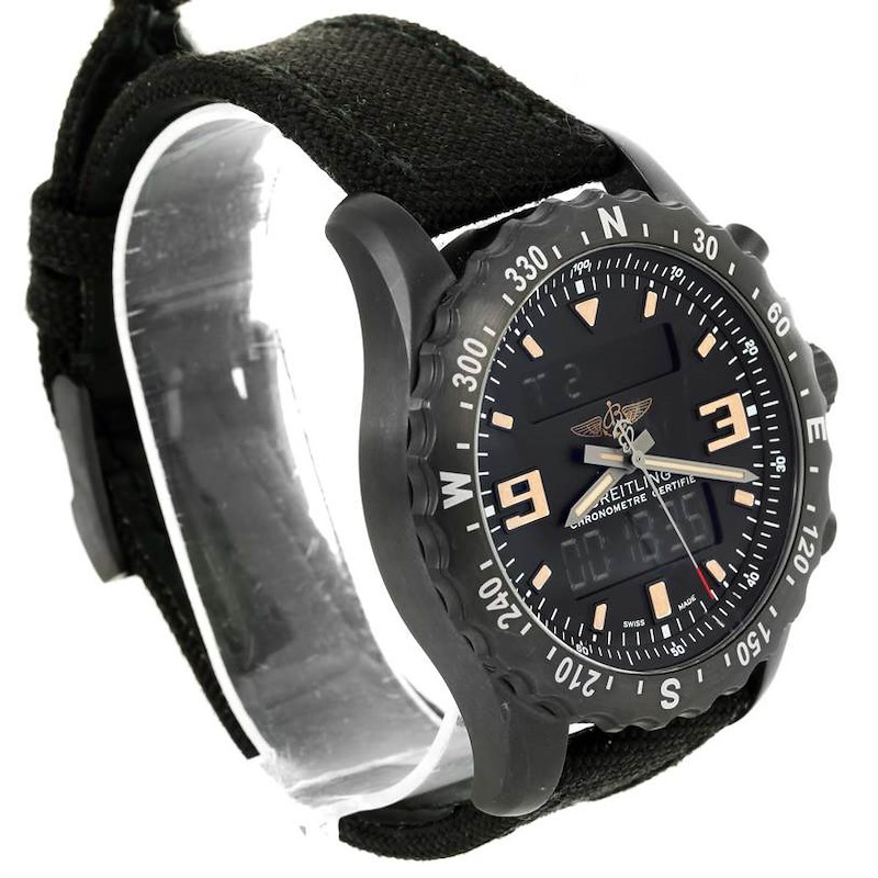 Breitling Chronospace Military GMT Alarm Blacksteel Watch M78366 SwissWatchExpo