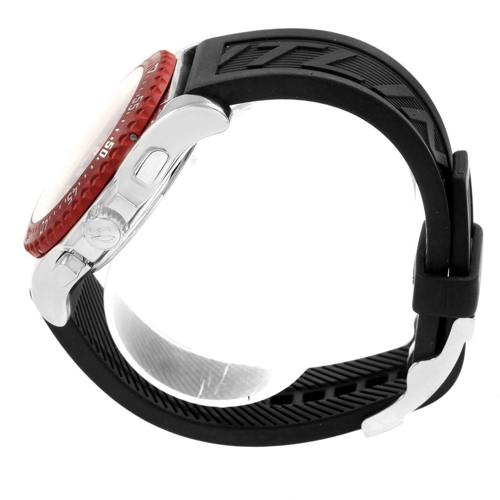 The image shows a side view of the Breitling Professional Series M27363 Men's Stainless Steel Black Dial M27363 Men's Stainless Steel Black Dial watch, highlighting its crown, bezel, and black strap.