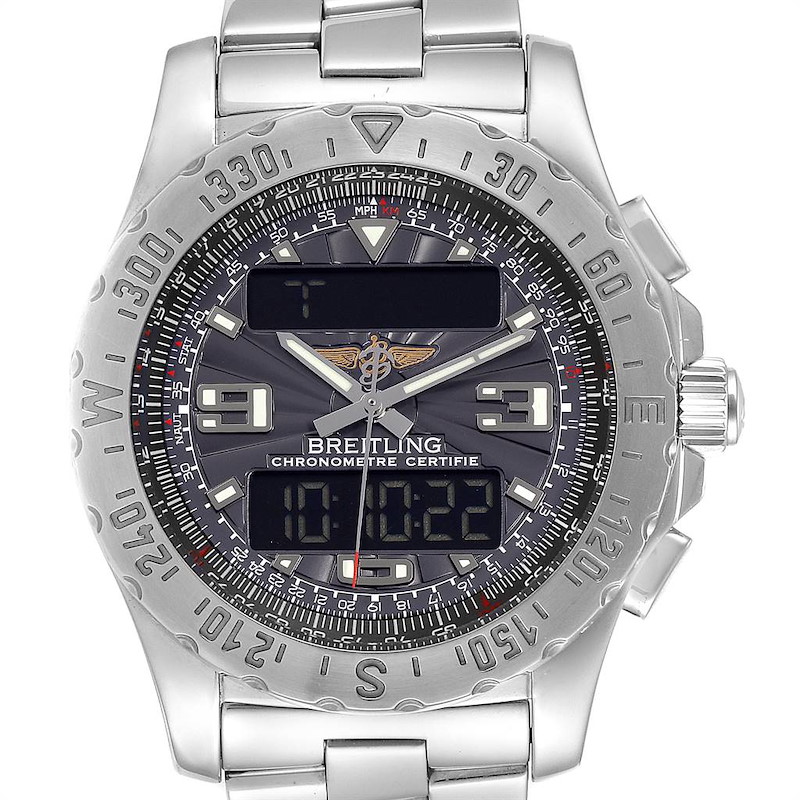 Breitling Airwolf GMT Black Dial Quartz Steel Mens Watch A78363 SwissWatchExpo