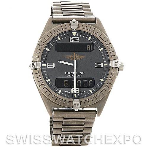 The image shows a front view of a Breitling Professional Series E56060 1310564513 Men's Titanium Grey Dial E56060 1310564513 Men's Titanium Grey Dial Aerospace watch, displaying the dial and bracelet.