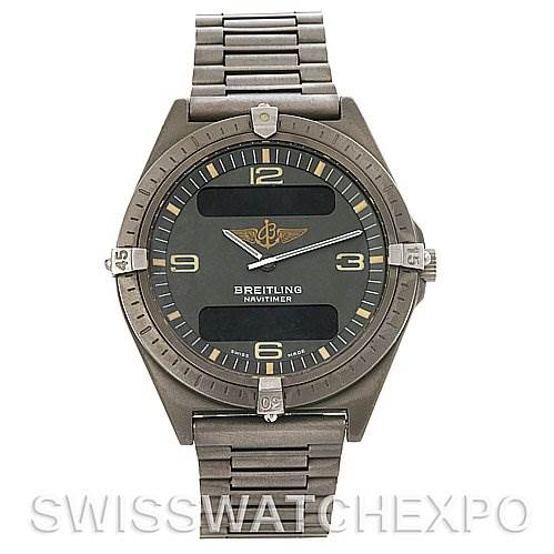 This image shows a Breitling Navitimer Professional Series watch front view with the face, case, bezel, and bracelet.