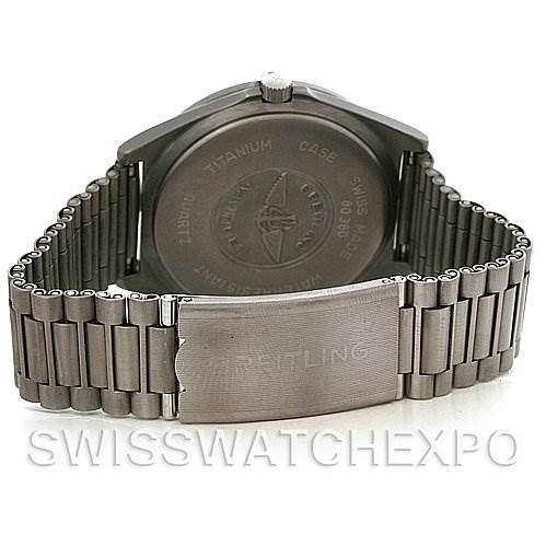 The image displays the back case and metal bracelet of a Breitling Professional Series 80360 Men's Titanium Grey Dial 80360 Men's Titanium Grey Dial watch.