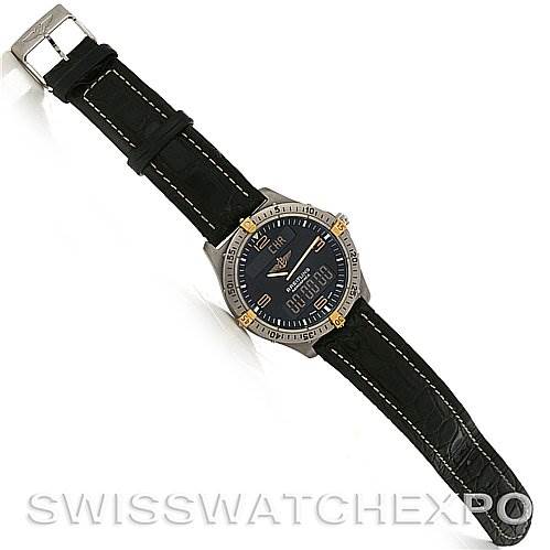 The image shows a top-down view of a Breitling Professional Series F56062 Men's Titanium Grey Dial F56062 Men's Titanium Grey Dial watch, displaying its face, bezel, strap, and buckle.