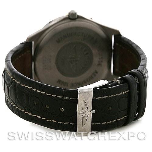 The image shows the back case and leather strap with buckle of the Breitling Professional Series F56062 Men's Titanium Grey Dial F56062 Men's Titanium Grey Dial watch.