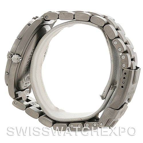 This image shows the side and partial back view of a Breitling Professional Series E75362 Men's Titanium Blue Dial E75362 Men's Titanium Blue Dial watch, highlighting its case and metal bracelet.