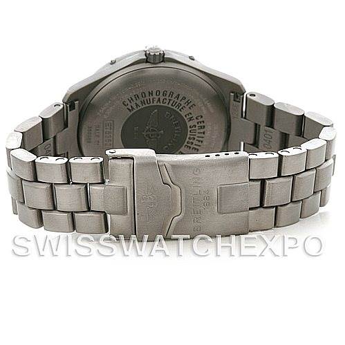 The image shows the back case and metal bracelet of a Breitling Professional Series E75362 Men's Titanium Blue Dial E75362 Men's Titanium Blue Dial watch.