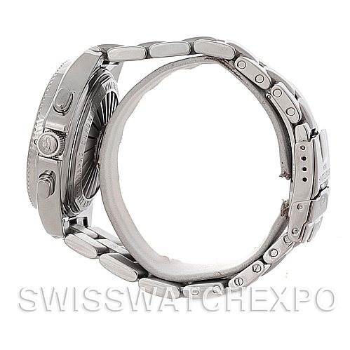 The image shows a side view of a Breitling Professional Series A78362 Stainless Steel Blue Dial A78362 Stainless Steel Blue Dial watch, highlighting the case, crown, buttons, and bracelet.