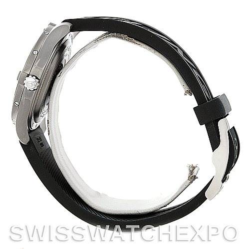 The image shows a side view of the Breitling Professional Series E79362 Men's Titanium Silver Dial E79362 Men's Titanium Silver Dial watch, highlighting the case, crown, and black strap with buckle.