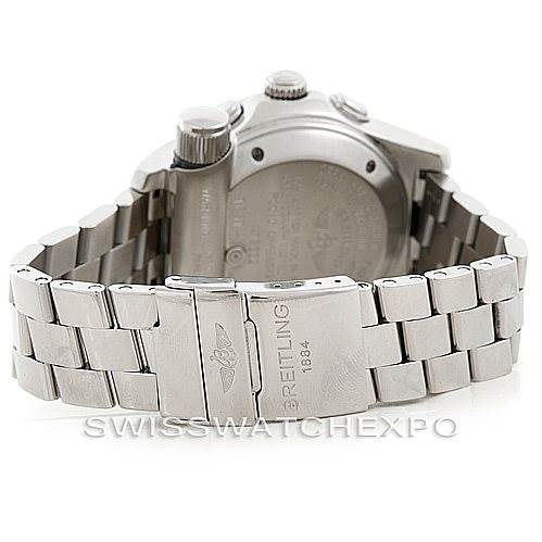 This image shows the case back and stainless steel bracelet of a Breitling Professional Series A73322 Men's Stainless Steel Black Dial A73322 Men's Stainless Steel Black Dial watch.