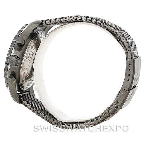 The image shows a side angle of a Breitling Professional Series M2336022-BC17-150M Men's Stainless Steel Black Dial M2336022-BC17-150M Men's Stainless Steel Black Dial watch, highlighting the case, bezel, and metal bracelet.