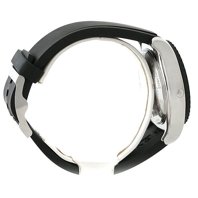 This Professional Series Breitling watch is shown from a side angle, highlighting its case, buckle, and black strap.