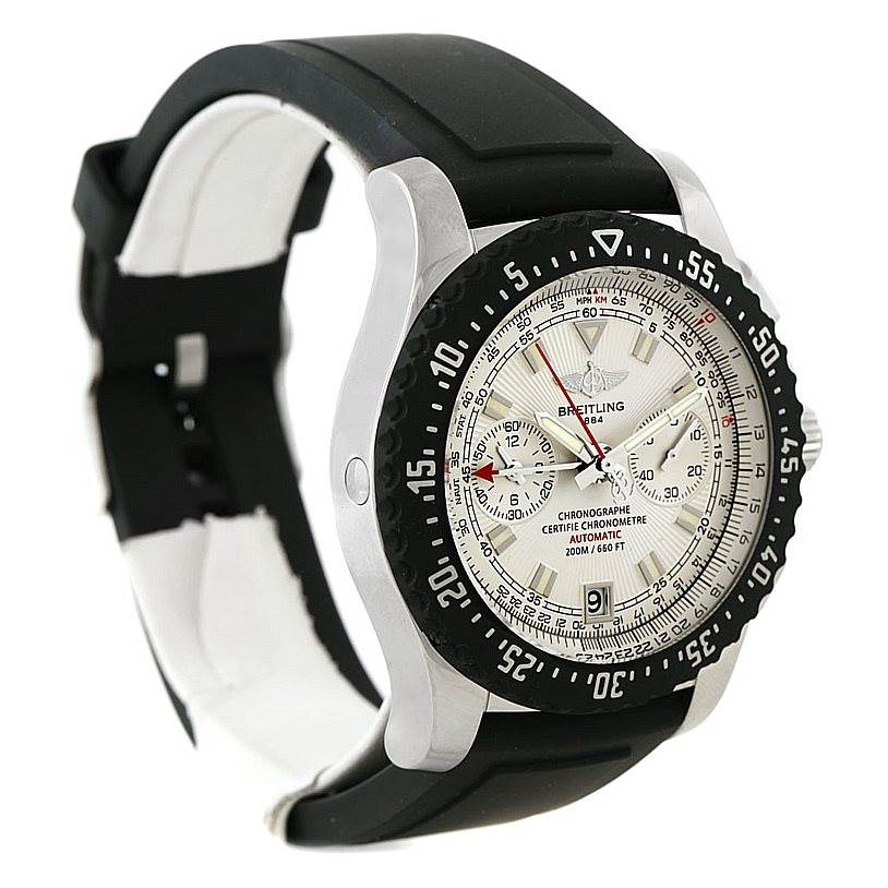 The Breitling Professional Series A27364 Men's Stainless Steel Silver Dial A27364 Men's Stainless Steel Silver Dial watch is shown at a slight angle, highlighting the dial, bezel, and strap.