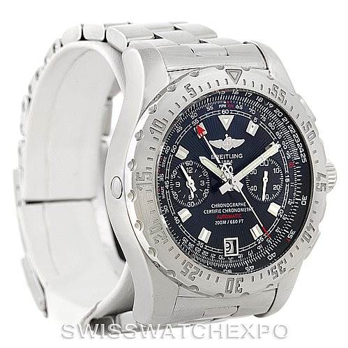 The image shows a Breitling Professional Series A27362 Men's Stainless Steel Black Dial A27362 Men's Stainless Steel Black Dial watch from an angled front view, highlighting the dial, bezel, and portion of the bracelet.