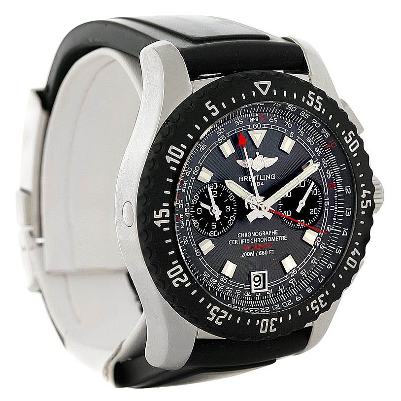 The Breitling Professional Series A27364 Men's Stainless Steel Grey Dial A27364 Men's Stainless Steel Grey Dial watch is shown from a three-quarter angle, highlighting the bezel, dial, and strap.