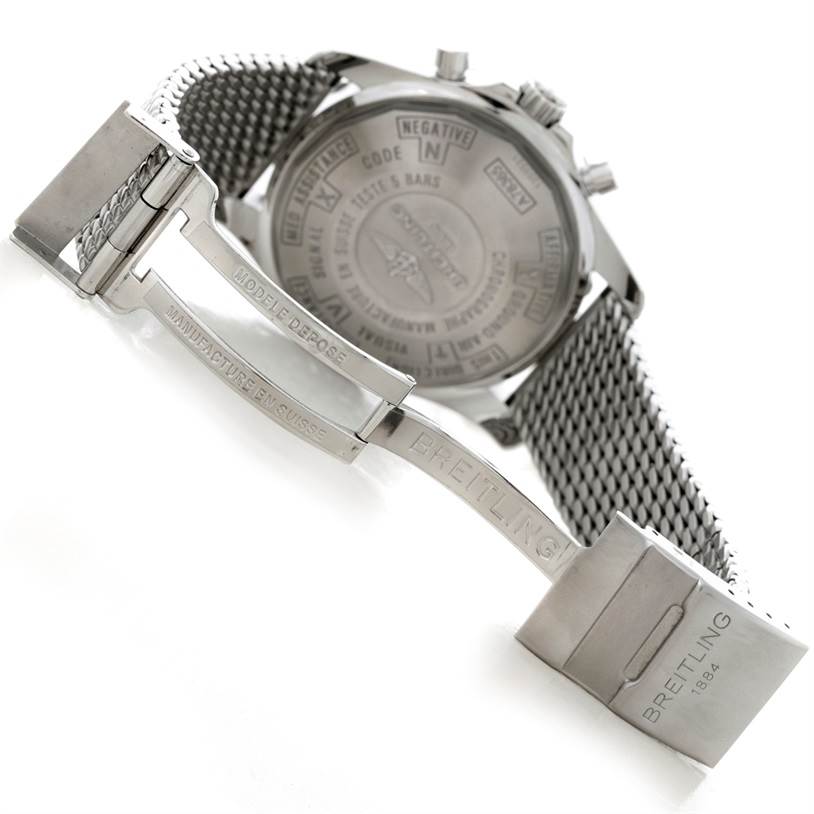 The image shows the back case and the deployment clasp of a Breitling Professional Series A78365 Men's Stainless Steel Silver Dial A78365 Men's Stainless Steel Silver Dial watch.