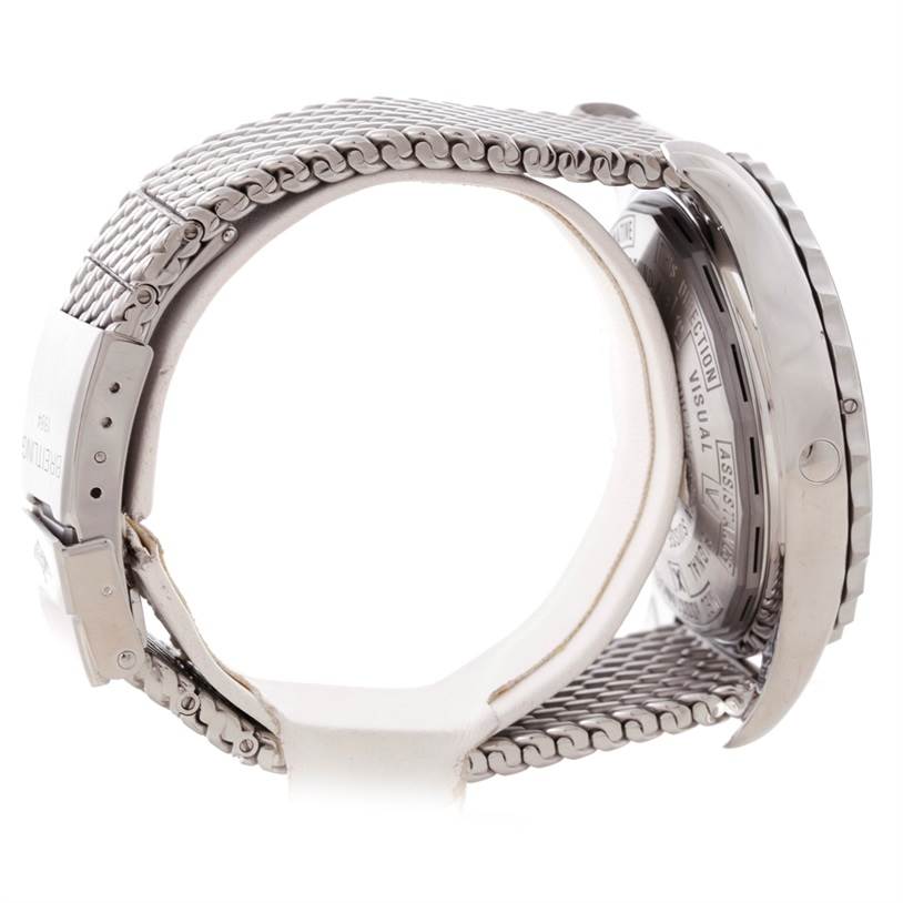 The image shows the side view of the Breitling Professional Series A78365 Men's Stainless Steel Silver Dial A78365 Men's Stainless Steel Silver Dial watch, highlighting the back case, strap, and clasp.