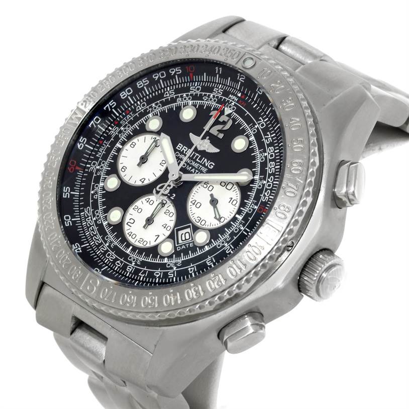 This image shows a Breitling Professional Series A42362 Men's Stainless Steel Grey Dial A42362 Men's Stainless Steel Grey Dial watch at a slightly angled close-up, highlighting the case, face, crown, and part of the bracelet.