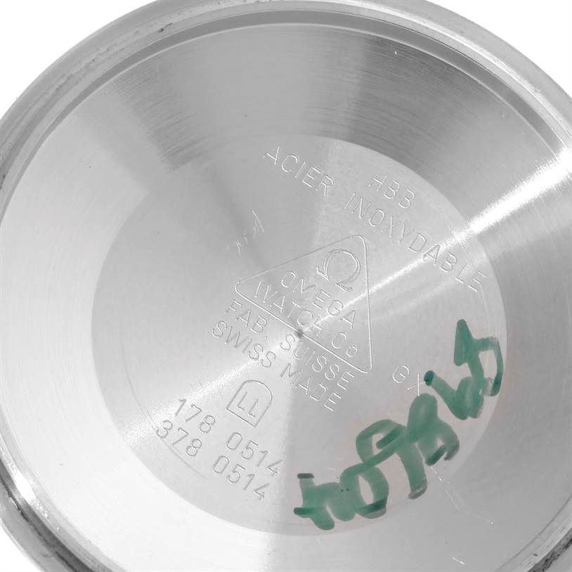 This image shows the inside case back of an Omega Seamaster 2598.80.00 Men
s Stainless Steel Blue Dial 2598.80.00 Men
s Stainless Steel Blue Dial watch, displaying model and manufacturing details.