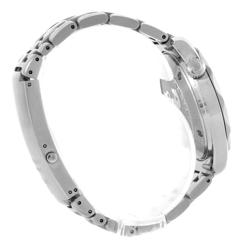 The image shows a side view of an Omega Seamaster 212.30.36.61.01.001 Men
s Stainless Steel Black Dial 212.30.36.61.01.001 Men
s Stainless Steel Black Dial watch, focusing on the bracelet and the side profile of the case.