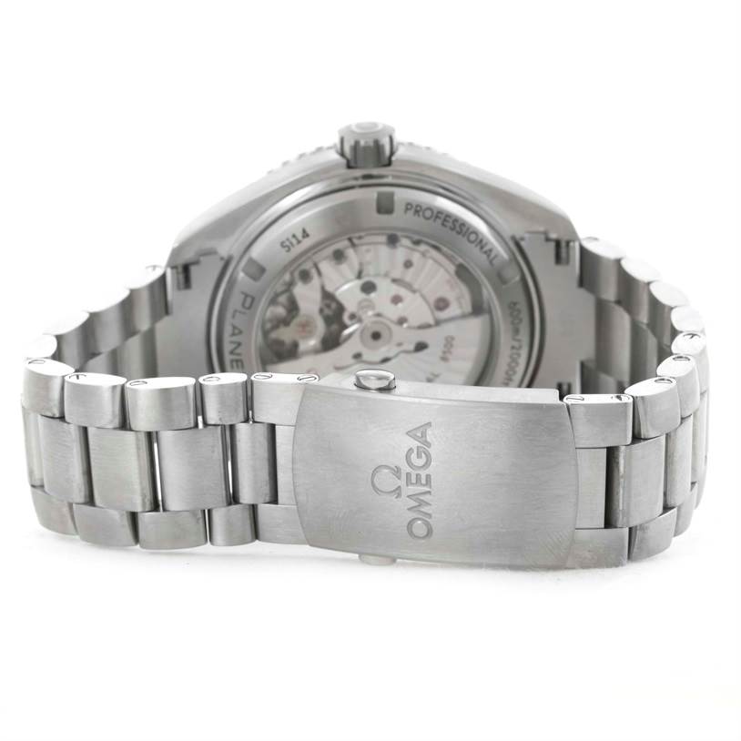 The image shows the back and bracelet of an Omega Seamaster 232.90.46.21.03.001 Men
s Titanium Blue Dial 232.90.46.21.03.001 Men
s Titanium Blue Dial watch, including the case back and clasp.