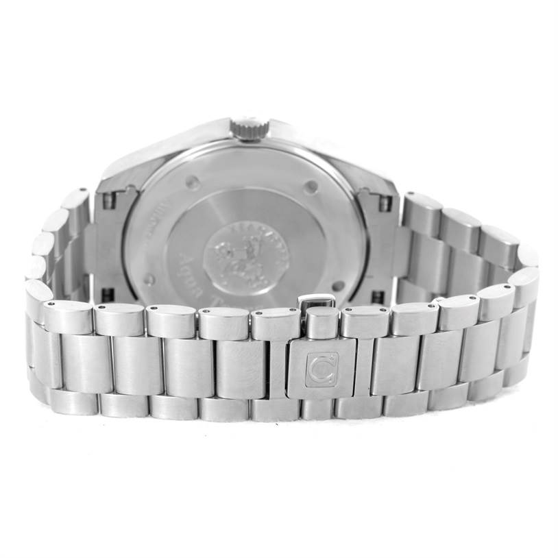 The image shows the back view of an Omega Seamaster 2513.30.00 Men
s Stainless Steel Silver Dial 2513.30.00 Men
s Stainless Steel Silver Dial watch with its bracelet and clasp visible.