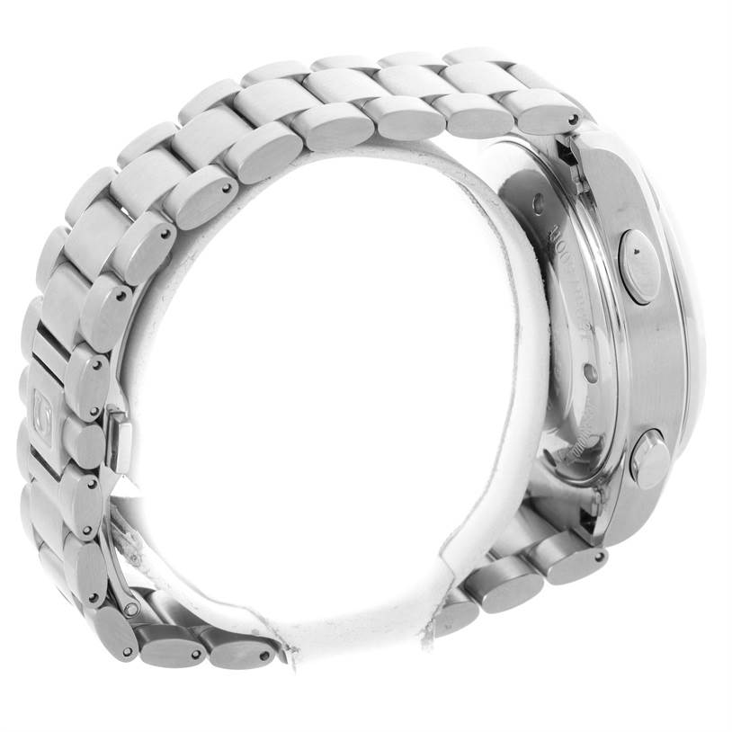 The image shows a side view of the Omega Seamaster 2513.30.00 Men
s Stainless Steel Silver Dial 2513.30.00 Men
s Stainless Steel Silver Dial watch, focusing on the bracelet and case back.