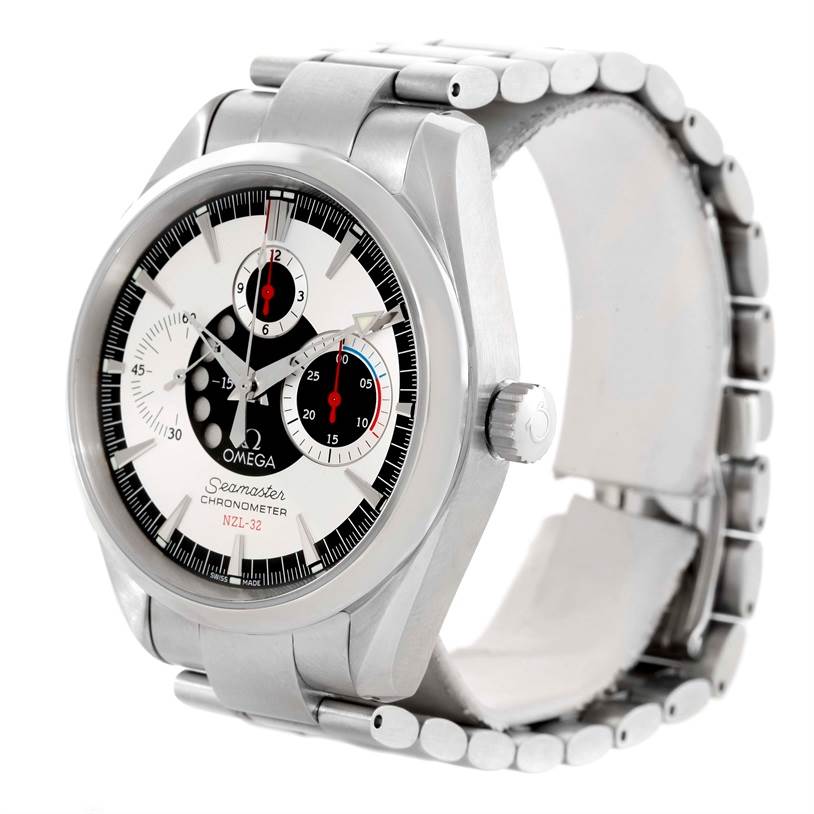 The Omega Seamaster 2513.30.00 Men
s Stainless Steel Silver Dial 2513.30.00 Men
s Stainless Steel Silver Dial watch is shown at a slight angle, highlighting the face, crown, and metal bracelet.