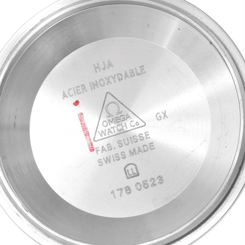 This image shows the interior of the case back for an Omega Seamaster 213.30.42.40.01.001 Men
s Stainless Steel Black Dial 213.30.42.40.01.001 Men
s Stainless Steel Black Dial watch, displaying branding and model details.