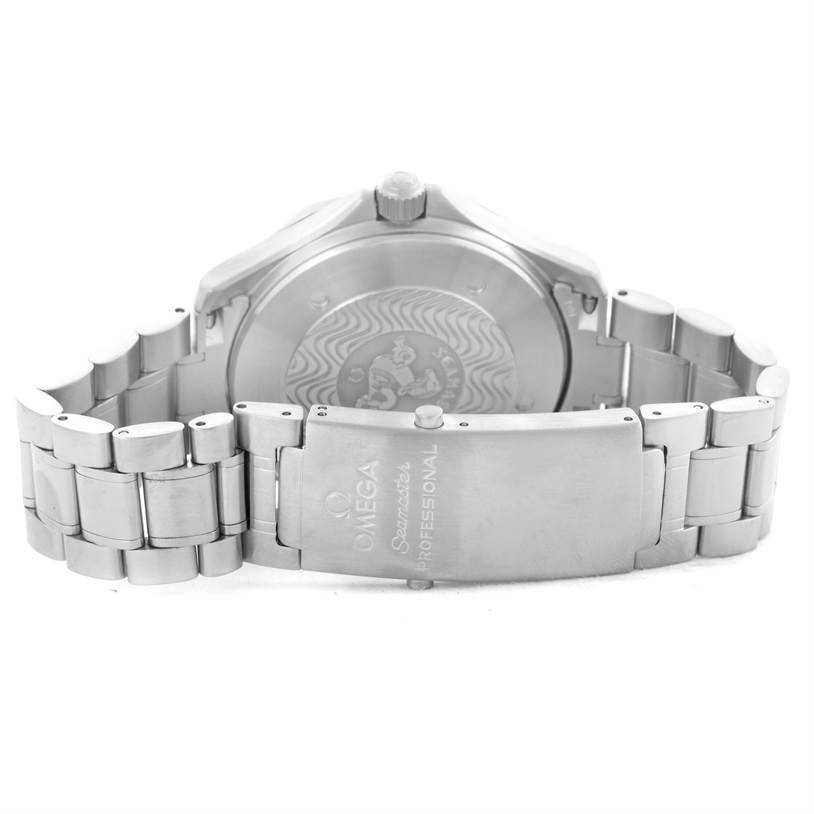 The image shows the back case and bracelet of an Omega Seamaster 2538.20.00 Men's Stainless Steel White Dial 2538.20.00 Men's Stainless Steel White Dial watch, featuring the clasp and case back details.