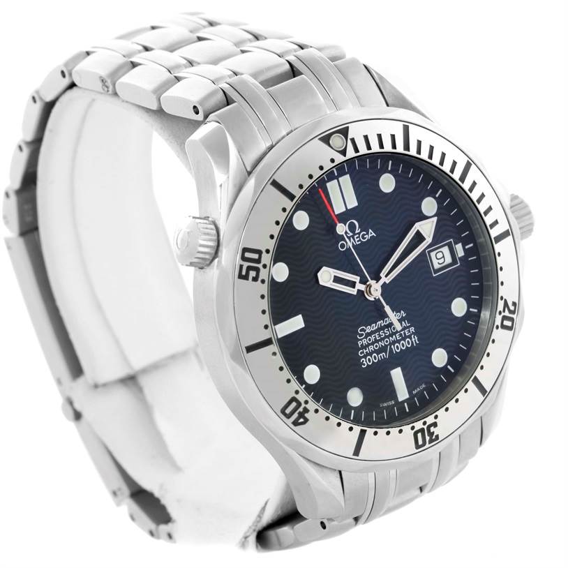 The image shows an angled view of the Omega Seamaster 2532.80.00 Men
s Stainless Steel Grey Dial 2532.80.00 Men
s Stainless Steel Grey Dial watch, displaying the dial, bezel, and metal bracelet.