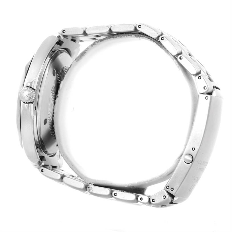 The image shows a side view of the Omega Seamaster 2532.80.00 Men
s Stainless Steel Grey Dial 2532.80.00 Men
s Stainless Steel Grey Dial watch, displaying the case, crown, and metal bracelet.