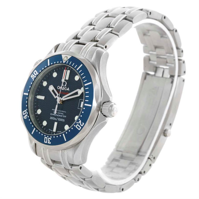 Omega Seamaster Midsize Blue Dial Bond Watch 2222.80.00 Box Papers SwissWatchExpo
