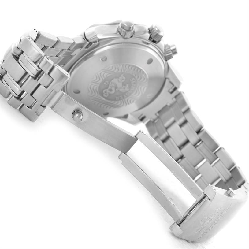 The image shows the back, the closed clasp, and part of the bracelet of an Omega Seamaster 2598.80.00 Men
s Stainless Steel Blue Dial 2598.80.00 Men
s Stainless Steel Blue Dial watch.