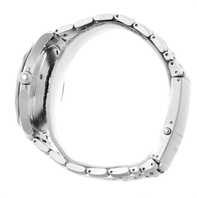 The image shows the side view of the Omega Seamaster 2220.80.00 Men
s Stainless Steel Blue Dial 2220.80.00 Men
s Stainless Steel Blue Dial watch, focusing on the bracelet and case with the crown visible.