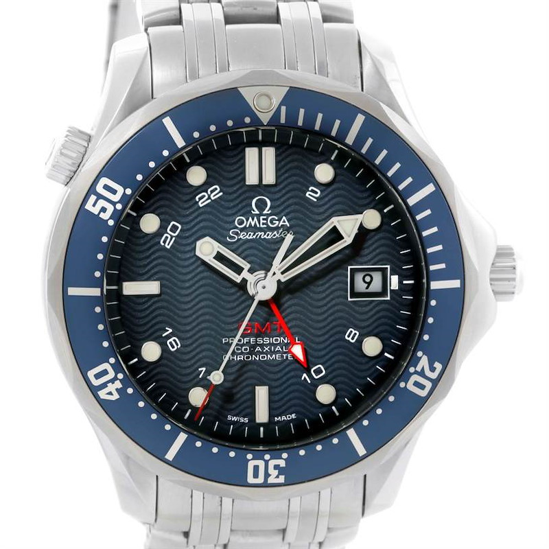 Omega Seamaster Bond 300M GMT Blue Dial Watch 2535.80.00 Box Papers SwissWatchExpo