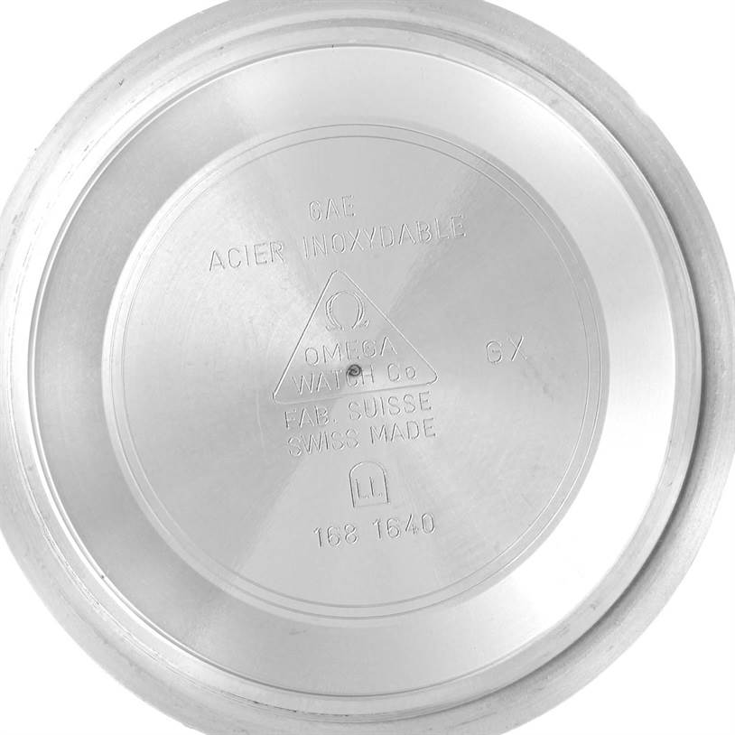 The image shows the inside case back of an Omega Seamaster 2254.50.00 Men
s Stainless Steel Black Dial 2254.50.00 Men
s Stainless Steel Black Dial watch, displaying model and manufacture details.