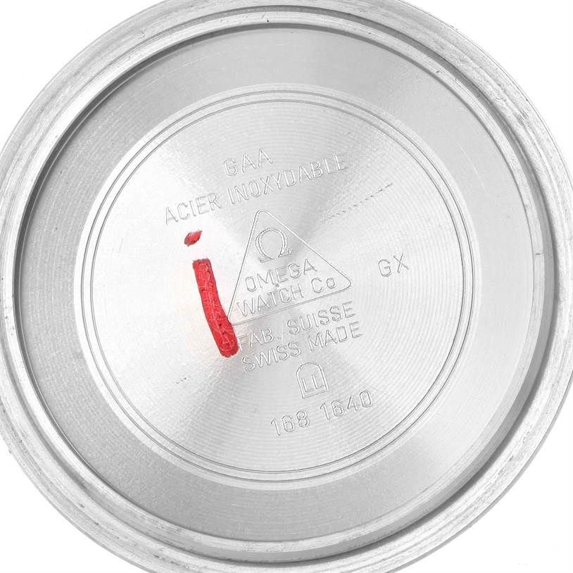 This image shows the inside case back of an Omega Seamaster 2254.50.00 Men
s Stainless Steel Black Dial 2254.50.00 Men
s Stainless Steel Black Dial watch.