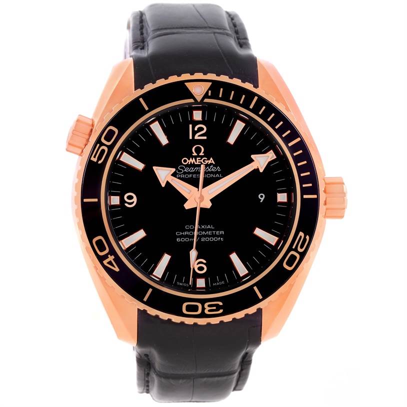 The image shows a front view of the Omega Seamaster 232.63.46.21.01.001 Men
s Black Dial 232.63.46.21.01.001 Men
s Black Dial watch, highlighting its dial, bezel, hands, and strap.