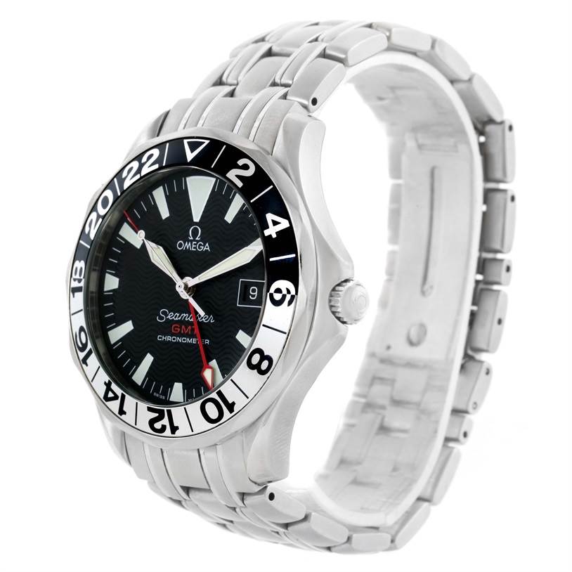 The Omega Seamaster 2534.50.00 Men
s Stainless Steel Black Dial 2534.50.00 Men
s Stainless Steel Black Dial watch is shown at a three-quarter angle, highlighting the face, bezel, crown, and bracelet.