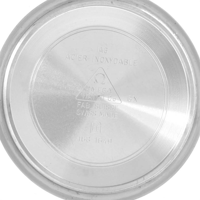 The image shows the inner side of the case back of an Omega Seamaster 2254.50.00 Men
s Stainless Steel Black Dial 2254.50.00 Men
s Stainless Steel Black Dial watch.