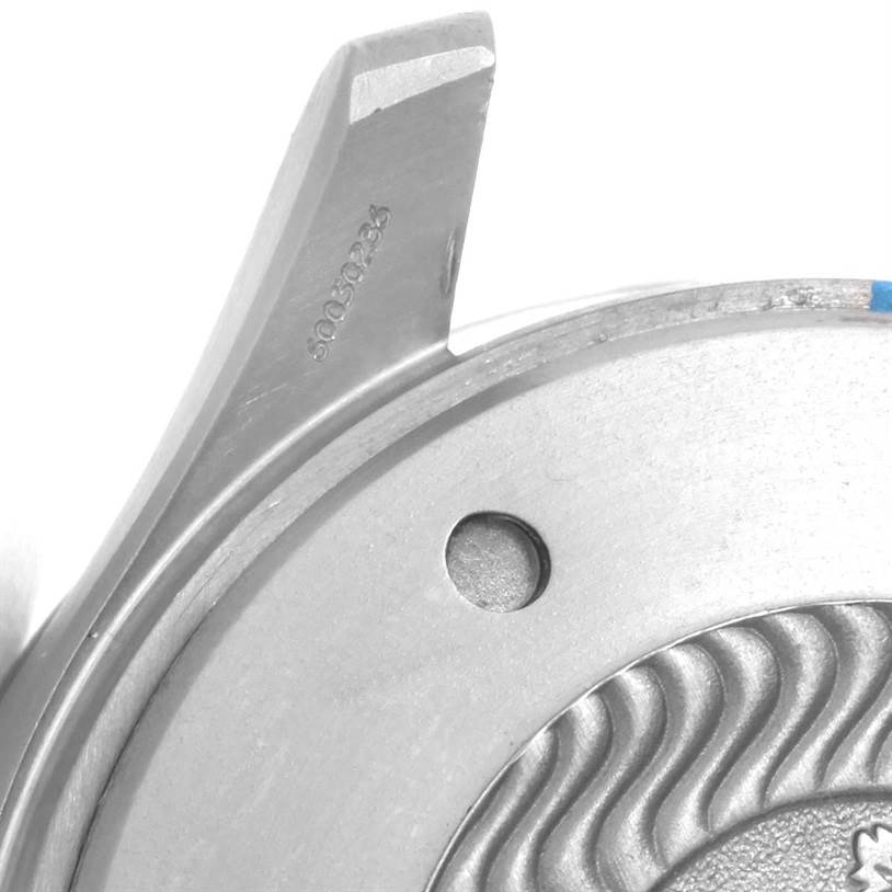 This image shows a close-up of the lug and partial bezel of an Omega Seamaster 2298.80.00 Men's Titanium Blue Dial 2298.80.00 Men's Titanium Blue Dial watch.