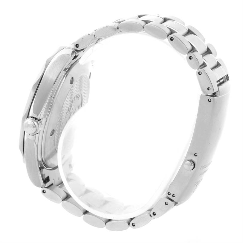 The image shows a side view of an Omega Seamaster 2254.50.00 Men
s Stainless Steel Black Dial 2254.50.00 Men
s Stainless Steel Black Dial watch, highlighting the bracelet and side of the case.