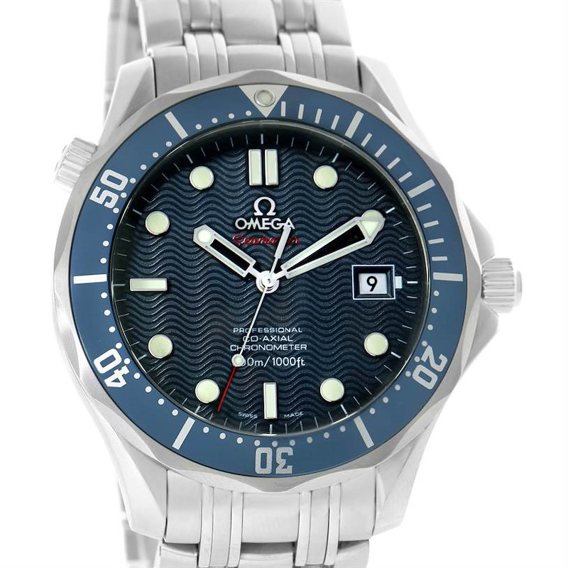 Omega Seamaster Bond 300M Diver Co-Axial Blue Dial Watch 2220.80.00 SwissWatchExpo