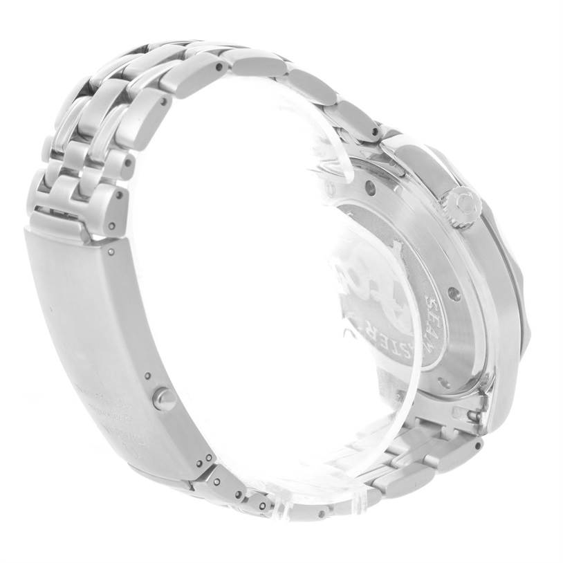 The image shows the back view of the Omega Seamaster 2220.80.00 Men
s Stainless Steel Blue Dial 2220.80.00 Men
s Stainless Steel Blue Dial watch, focusing on the bracelet and clasp.