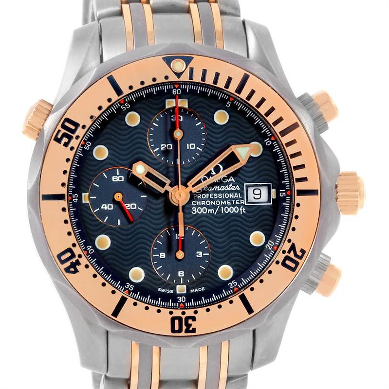 Omega Seamaster Titanium 18K Rose Gold Blue Dial Watch 2296.80.00 SwissWatchExpo