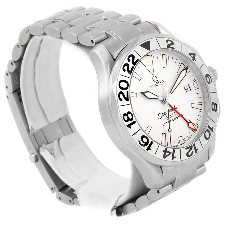 Omega Seamaster GMT White Dial Steel Mens Watch 2538.20.00 SwissWatchExpo