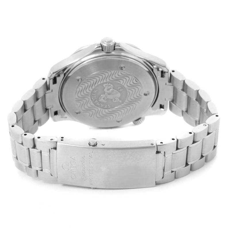 The image shows the back view of the Omega Seamaster 2254.50.00 Men's Stainless Steel Black Dial 2254.50.00 Men's Stainless Steel Black Dial watch, highlighting the case back, bracelet, and clasp.